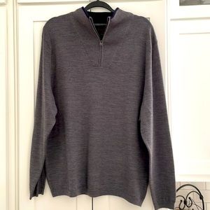Men’s JOSEPH by Jos A Bank Gray w/navy Wool Quarter Zip Pullover Wool Sweater XL